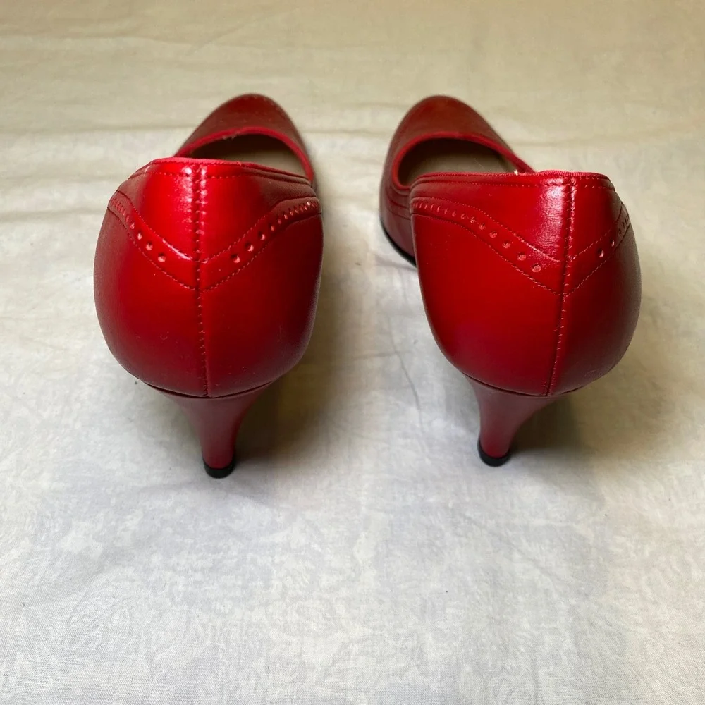 Vintage Johansen Ray Shinger Red Leather Pumps Women's Size 9 Narrow USA